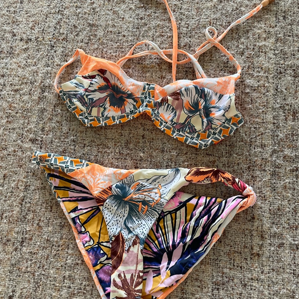 Maaji Orange and Purple Floral Bikini Set